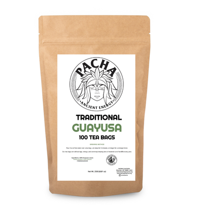 Pacha Traditional Guayusa tea bags, 100-count box, 2.5g per bag